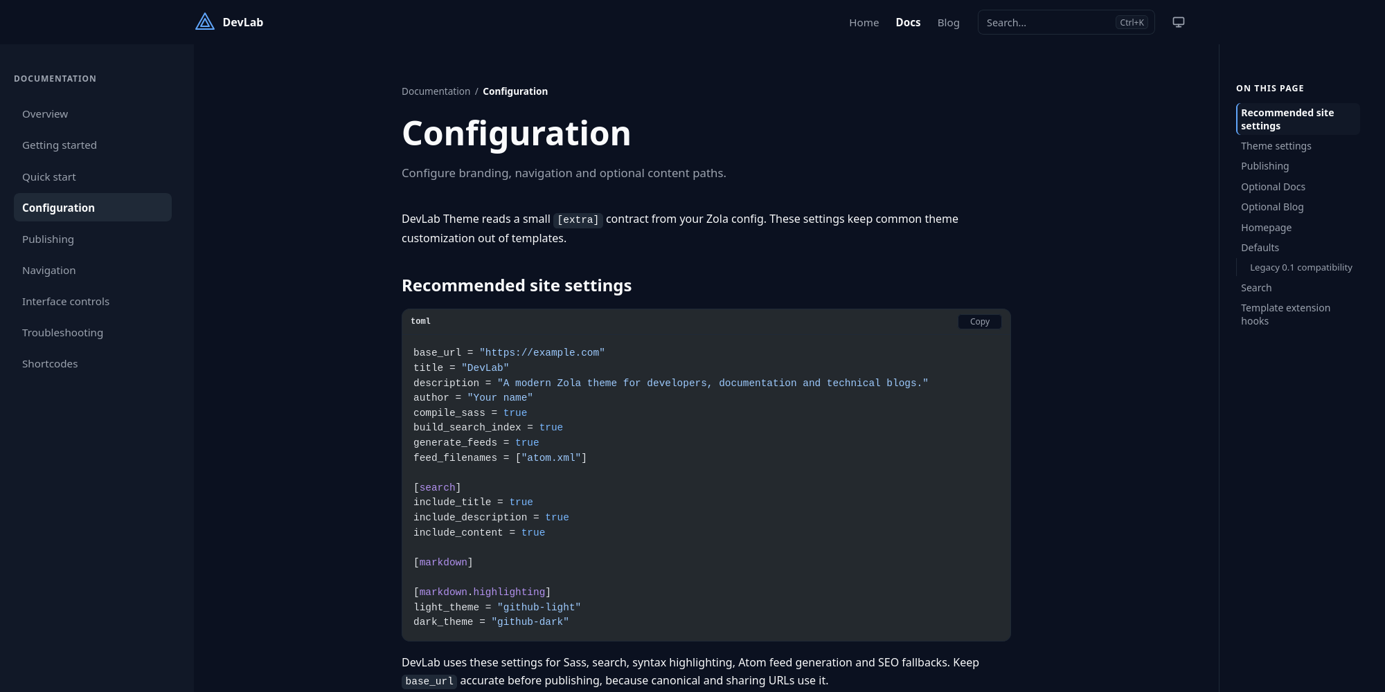 DevLab Theme documentation