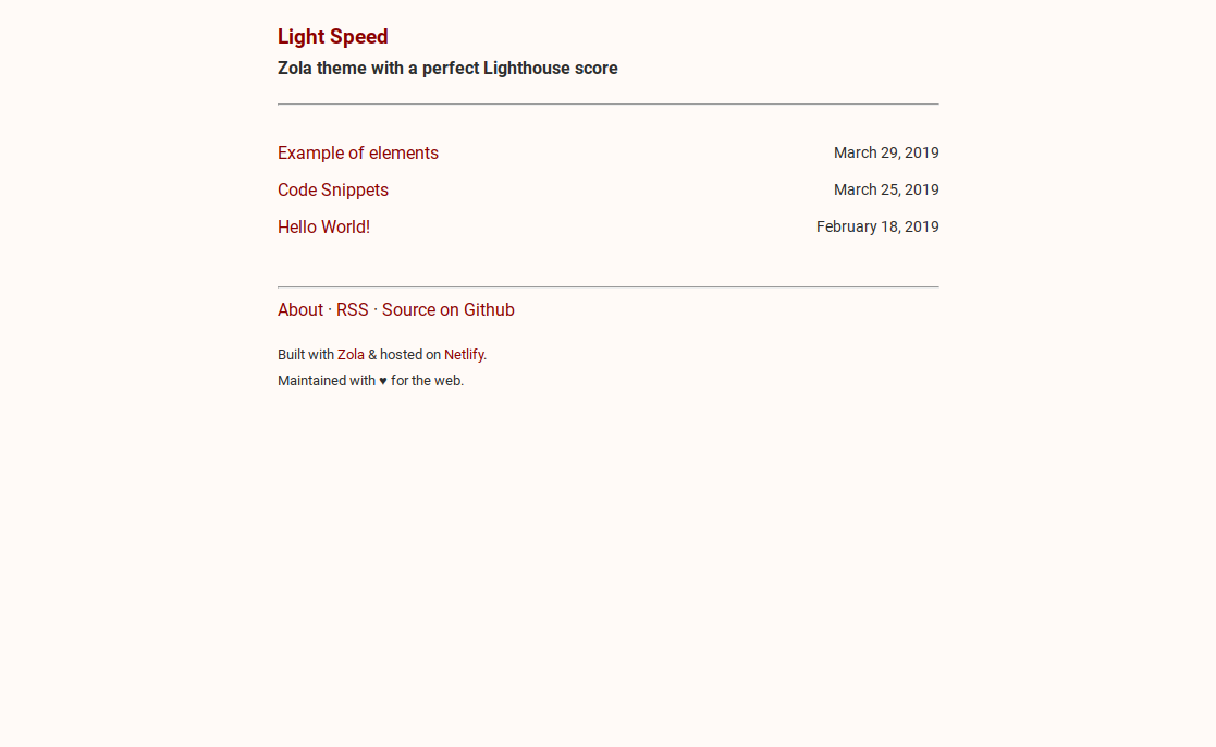 Screenshot of lightspeed