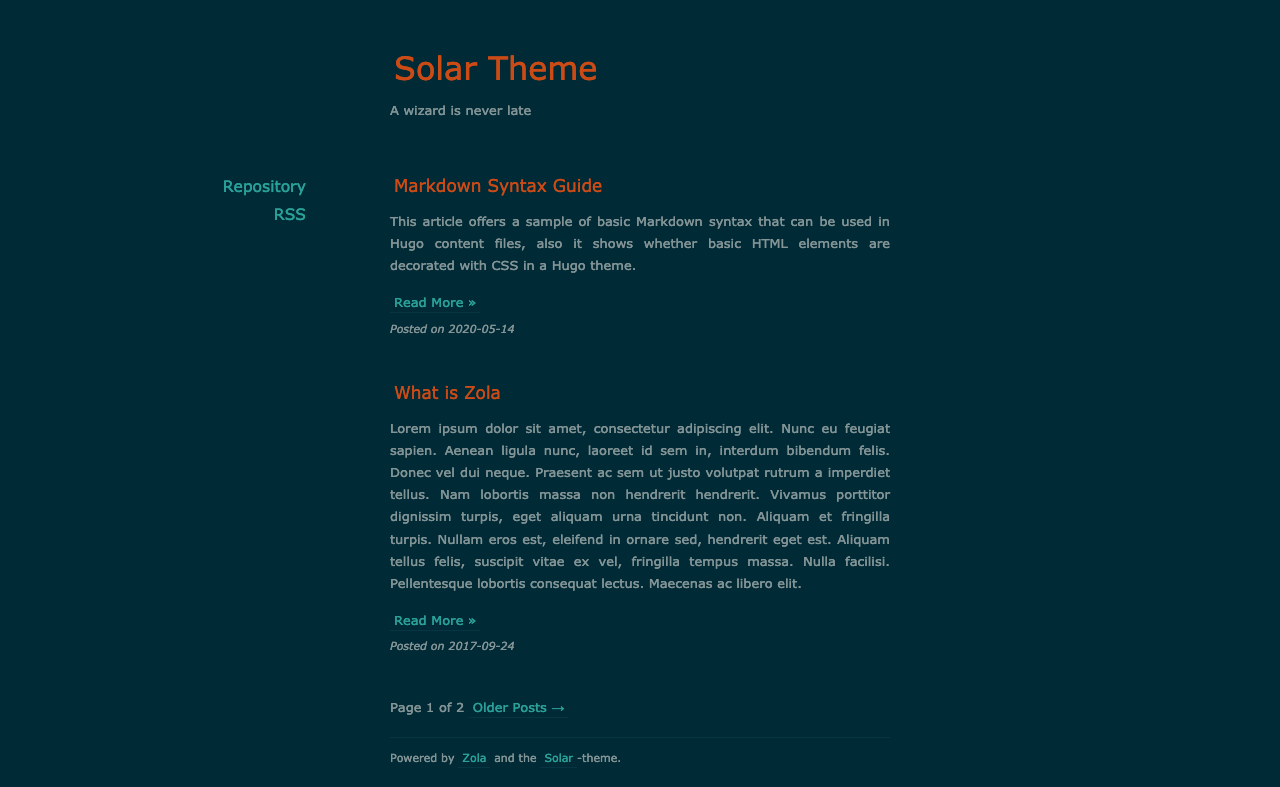 Screenshot of solar-theme-zola